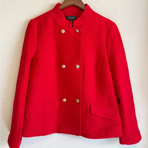 Talbots Red Double-Breasted Wool Blend Jacket – Size 14 - Picture 2 of 13